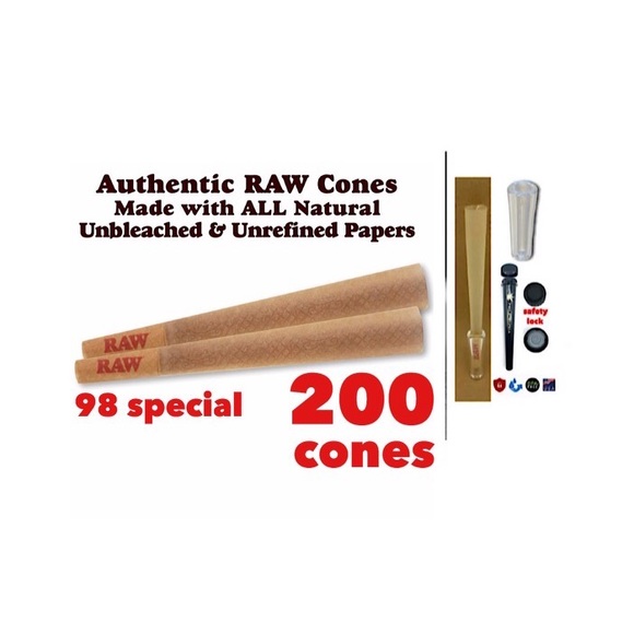 RAW 98 special Size Cone (200pk) + glass tip + tube - Picture 10 of 10